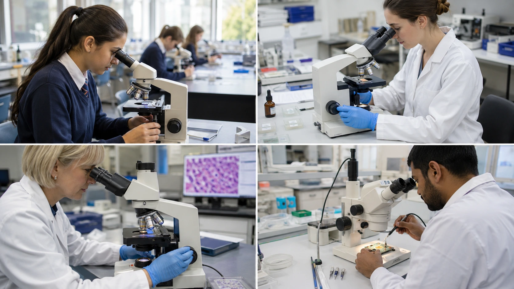 Recommended microscope magnification for school, college, pathology and specimen inspection