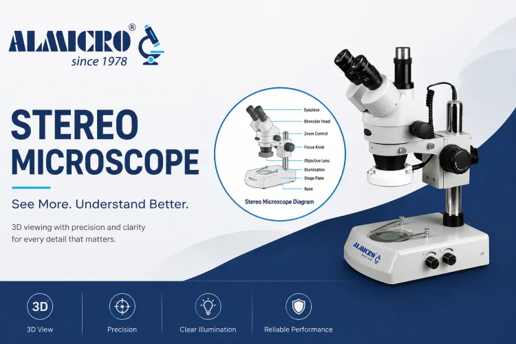 Advanced laboratory microscope for scientific research and precision analysis in modern laboratories.