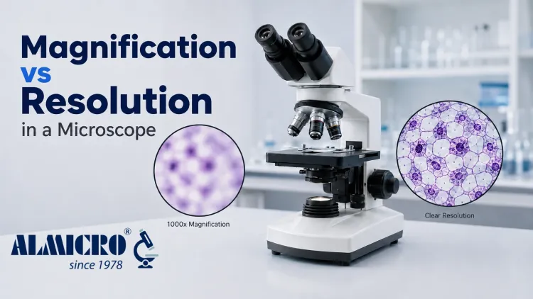 Advanced laboratory microscope for scientific research and precision analysis in modern laboratories.
