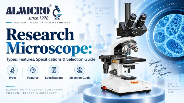 Advanced laboratory microscope for scientific research and precision analysis in modern laboratories.